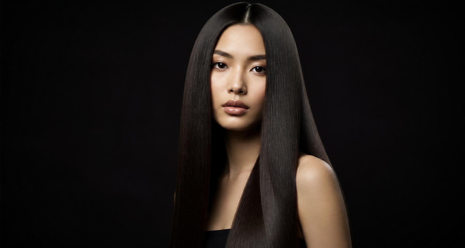 Woman with smooth, straight hair